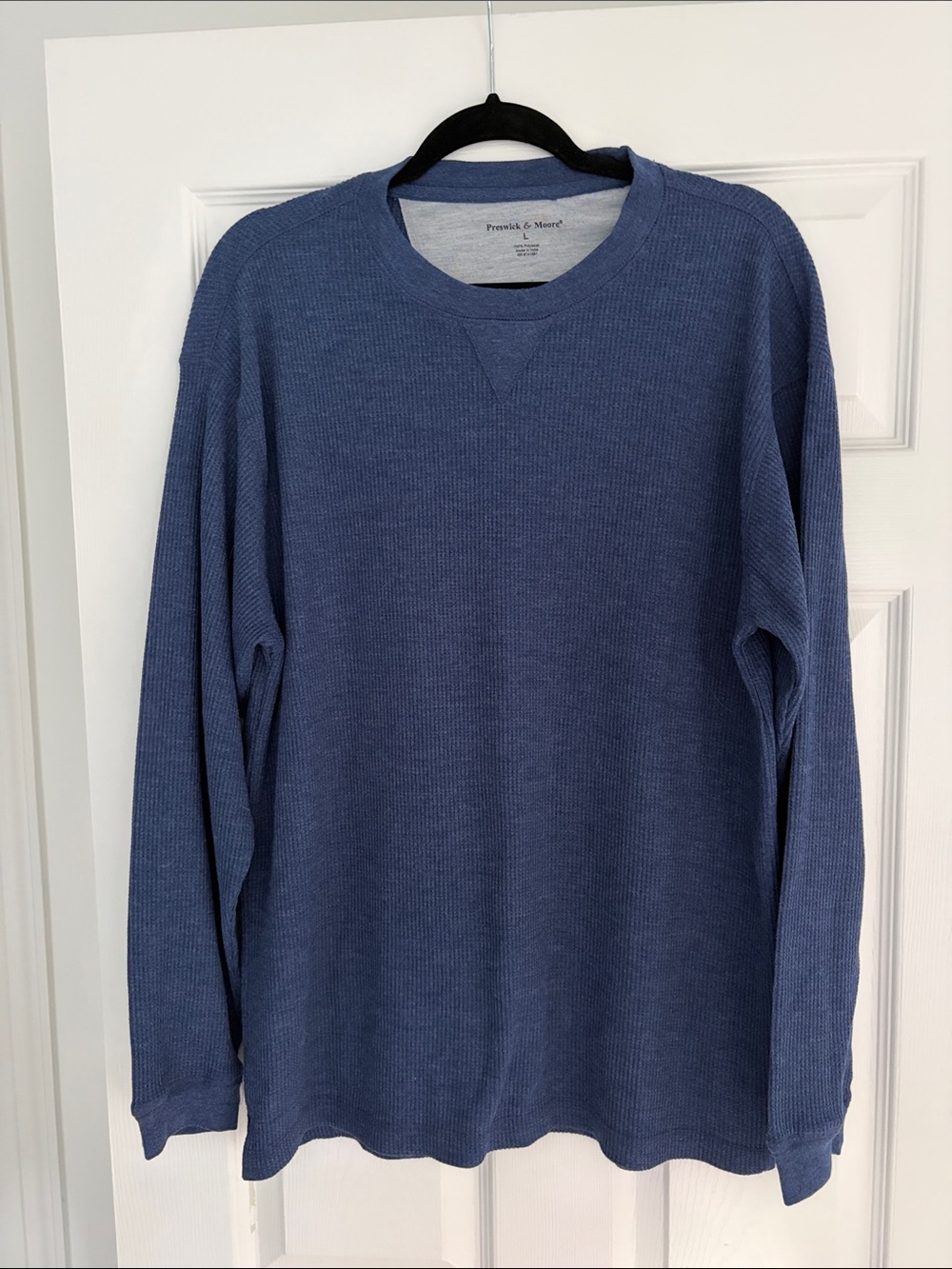 Preswick & Moore Slate Blue Waffle-Knit Crewneck